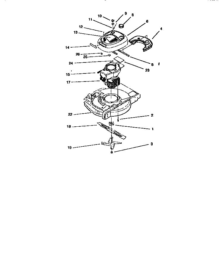 Engine And Blade Assembly Diagram and Parts List for 10324 8900001 & UP Lawn Boy Lawn Mower